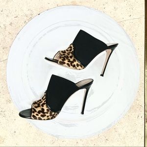 Gianvito Rossi leopard print calf hair mules